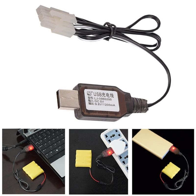Portable USB Charging Cable Power Cord for Remotes Control Toy Batteries 9.6V 200mA With Safety Circuit Protections