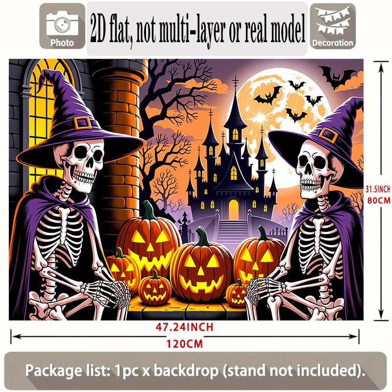 Party Backdrop Halloween Castle Flat Banners Spooky Skeletons Pumpkins Celebrations Wedding Event Photo Background Front Door Decor