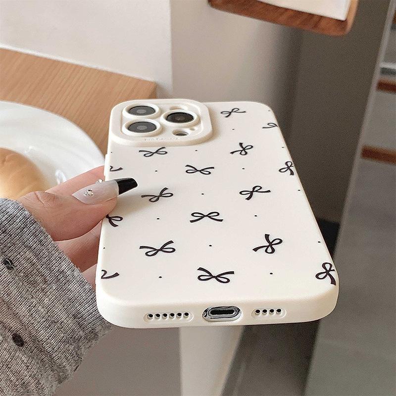 Polka dot bow graphic phone case for iPhone 16 15 14 13 12 11 x XR Xs SE2 SE 8 7 plus pro Max mini silicone back cover