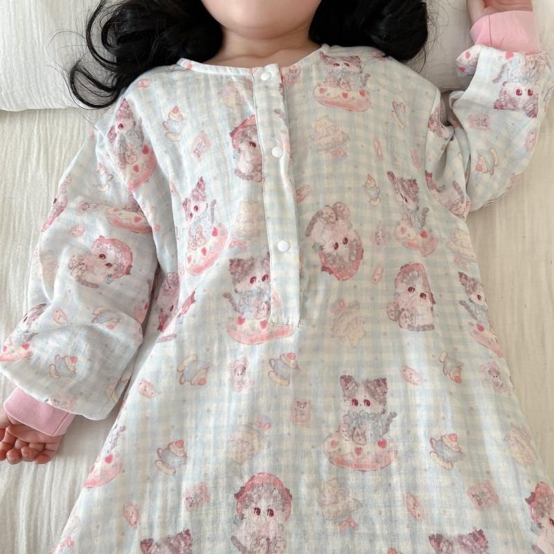 Baby Cotton Muslin Sleep Sack Lightweight Anti-Kick Sleeping Bag Infants Toddlers All Season Wearable Blanket