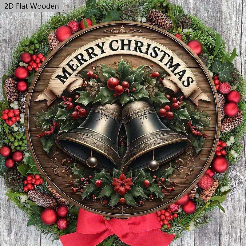Retro Wooden Christmas Sign with Merry Christmas - Navidad Sign for Front Door Wall Hanging Decor - Ideal Christmas Decoration