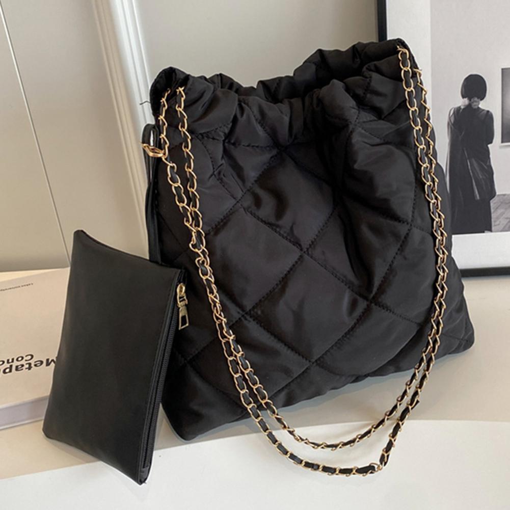 

Women Handbag Large Capacity Nylon Crossbody Bag Fashionalbe Embroidery Thread Simple Female Commuter Handbag for Office Travel чорний