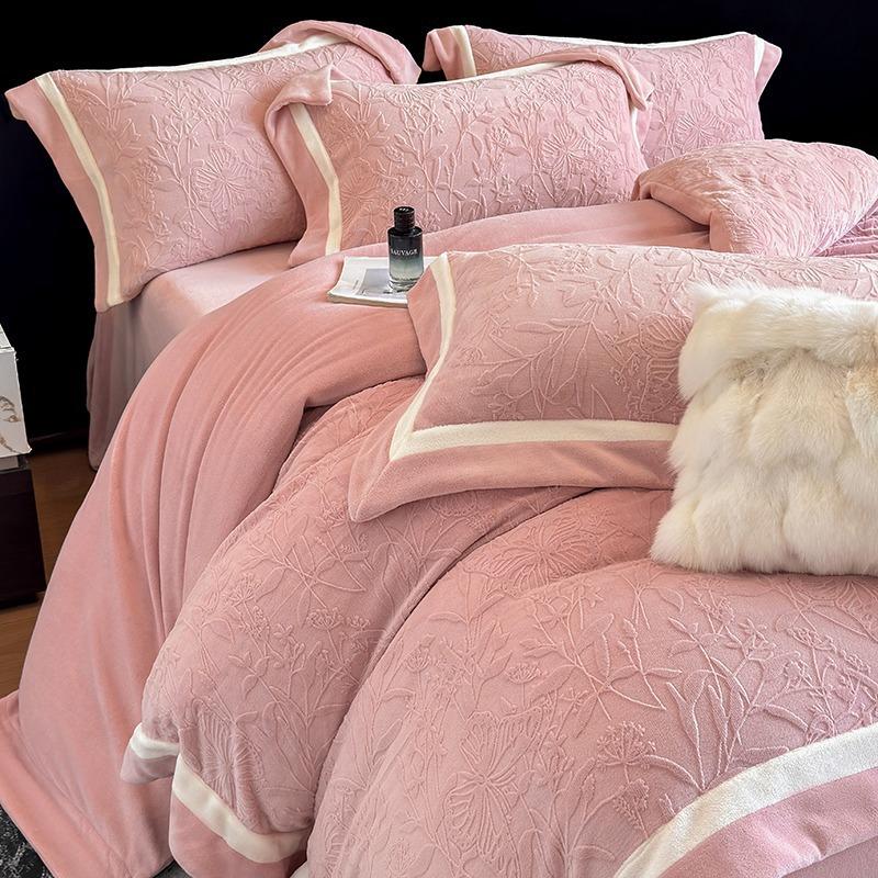 High Gram Weight Thickened Milk Fleece Four-Piece Set Double-Sided Fleece Baby Fleece Anti-Static Warm Bed Kit