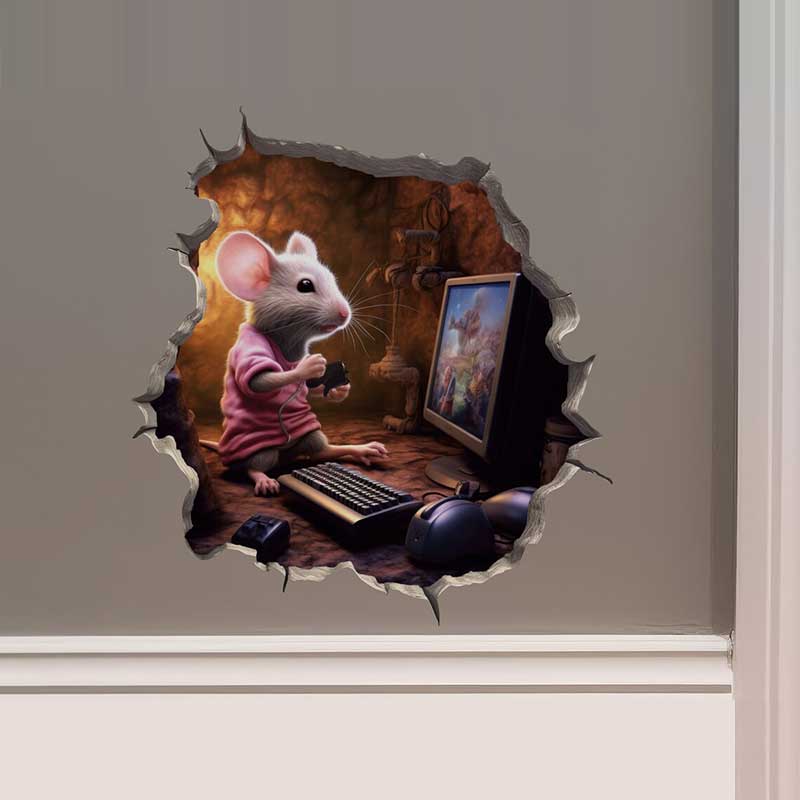 It's a Girl Mouse in Mouse Hole Decal - Dance Baby Shower Gift Wall Sticker Mouse Decor Waterproof Decals Stickers M452