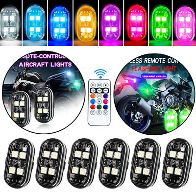 2/4pcs Wireless Remote Control LED Strobe Light for Car Auto Motorcycle Bike Drone Scooter Anti-collision Warning Lamp Flash