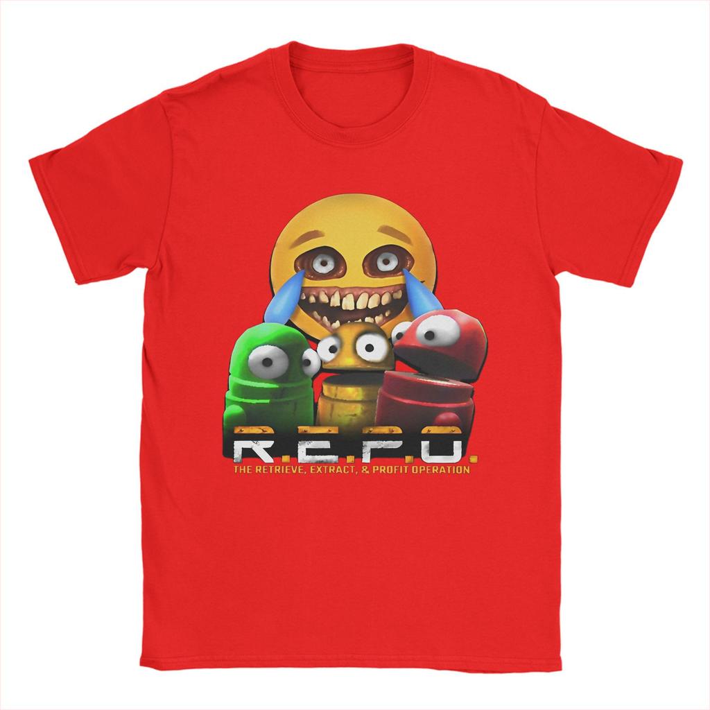 R.E.P.O Künstlerische Figuren der Inspiration T-Shirt Herren Baumwolle Vintage T-Shirt Rundhalsausschnitt Heißes Spiel Repo Roboter T-Shirts Merchandise Erwachsener