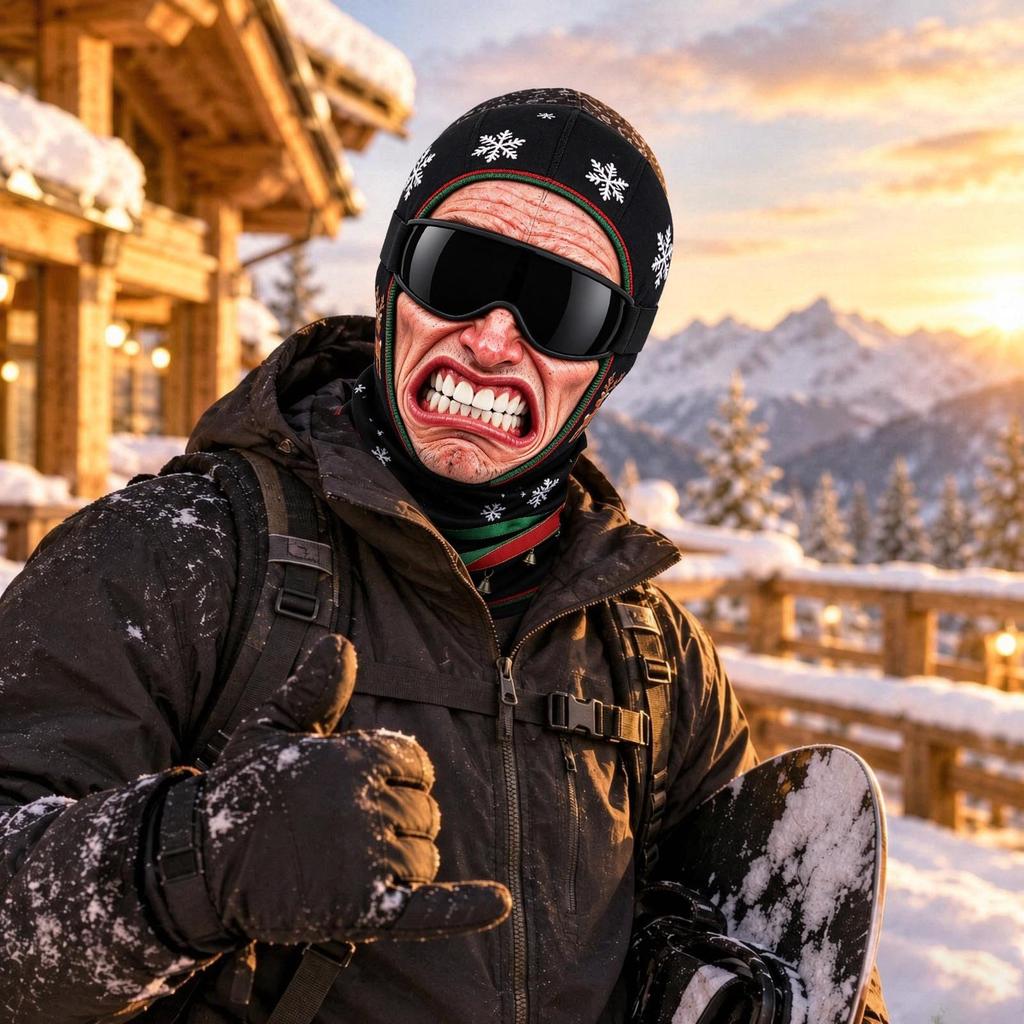 Maschera da sci integrale novità con stampa 3D di vecchio, antivento invernale per il freddo, occhiali da sole non inclusi