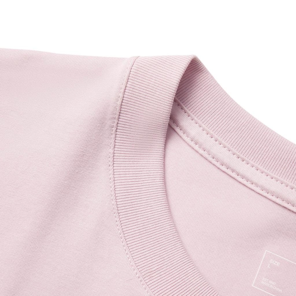 Li-Ning Comfortable Casual Simple Letter Print Round Neck Pullover Short Sleeve T-Shirt Men Tops Nude-Pink AHSV233-3