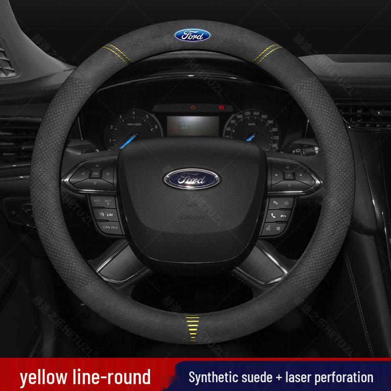 Ford Ranger Leather Steering Wheel Cover, Breathable & Non-Slip, DIY Stitch