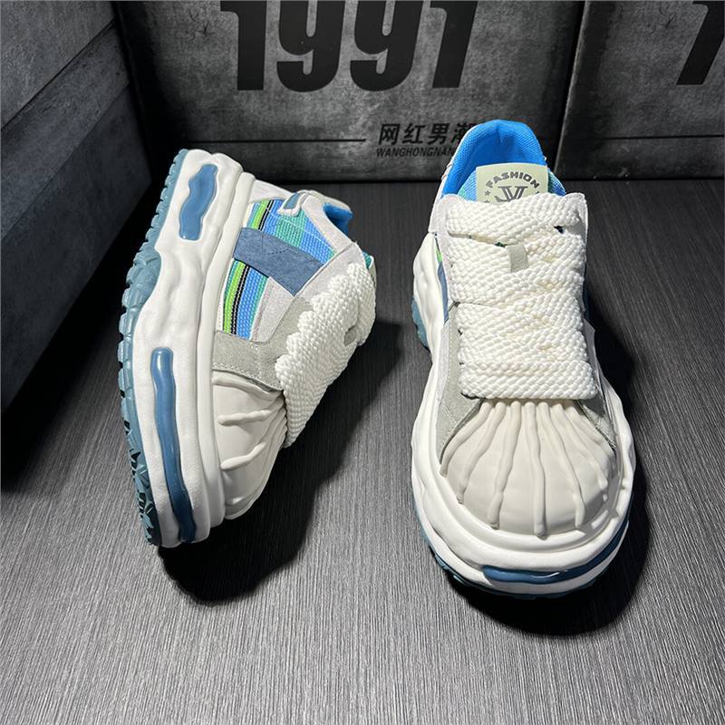 Spring new spirit guy platform casual shoes color matching lace-up board shoes dad shoes dl 38 синий
