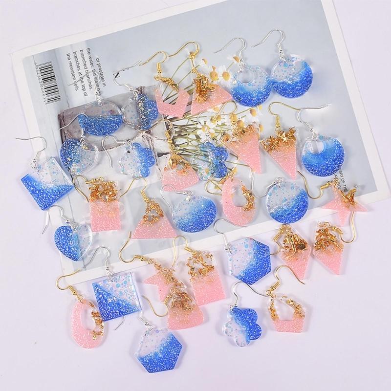 Shiny Glossy Silicone Resin Molds Geometry-shaped Earrings Mold DIY Keychain Pendant Jewelry Epoxy Resin Crafting Molds
