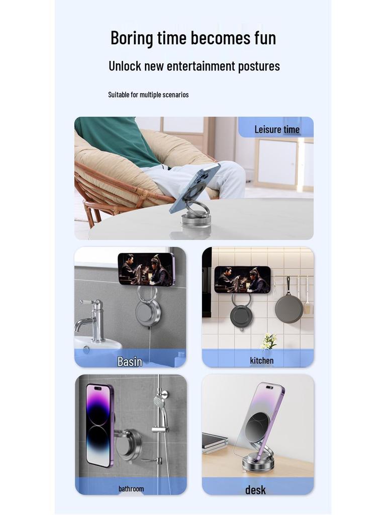 Multifunktionaler faltbarer drehbarer magnetischer Handyhalter mit einstellbarer Höhe und tragbarer Mini-Saugnapf