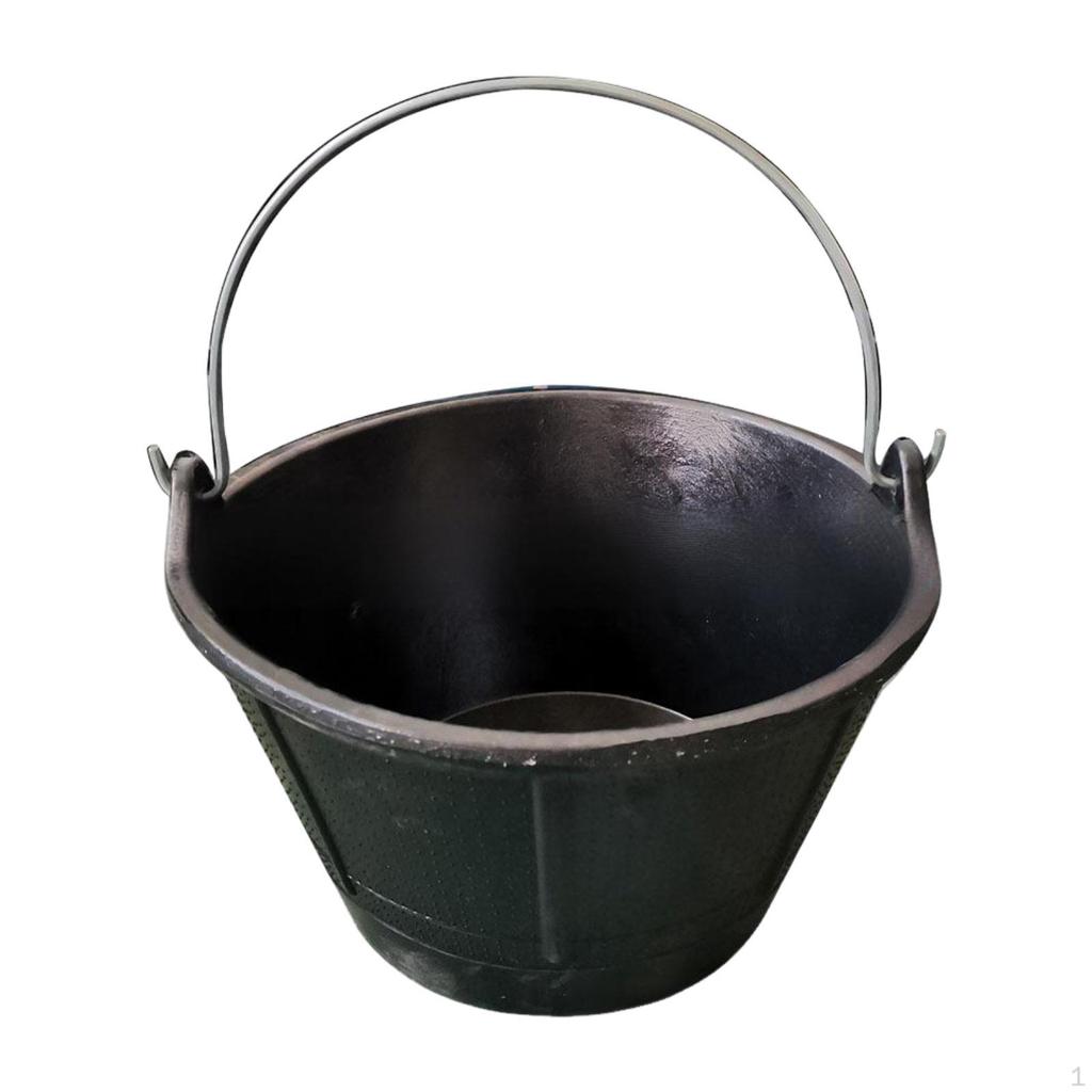 Cement Bucket Rubber Pail Sturdy Portable Multipurpose Storage Container for Household Garage