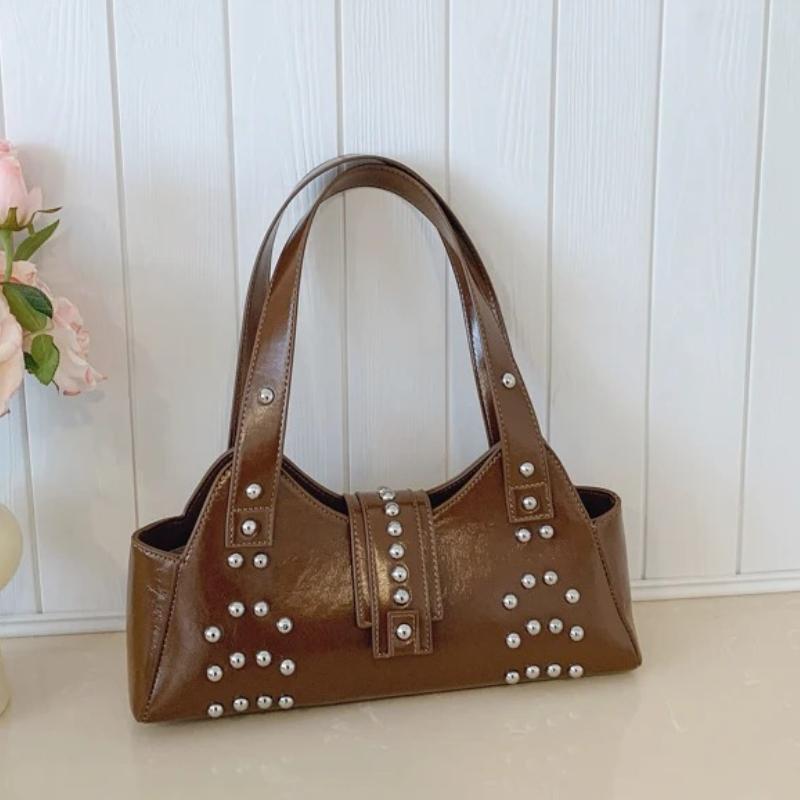 Fashi Solid Color PU Zipper Rivet Light Luxury Sweet Shoulder Bags for Women 2026 High Quality Temperament Ccise Handbags