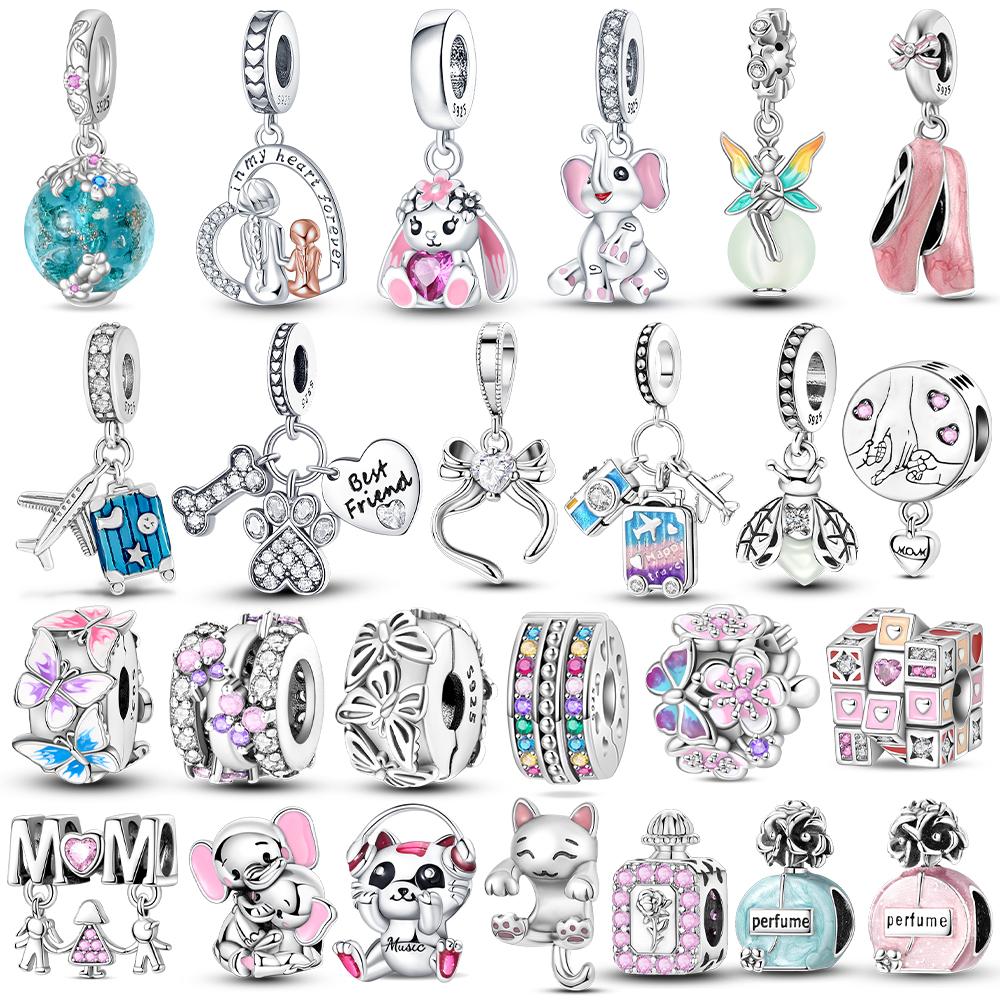 Pink Perfume Bottle Letter Luminous Firefly Tarot Card Jewellery Bead Copper Charm Bead Fits DoItYourself Bracelet