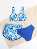 Girls 3 piece Swimwear Floral Print  Bikini Set Ruffles Bathing Suits Summer Girls Beach Wear