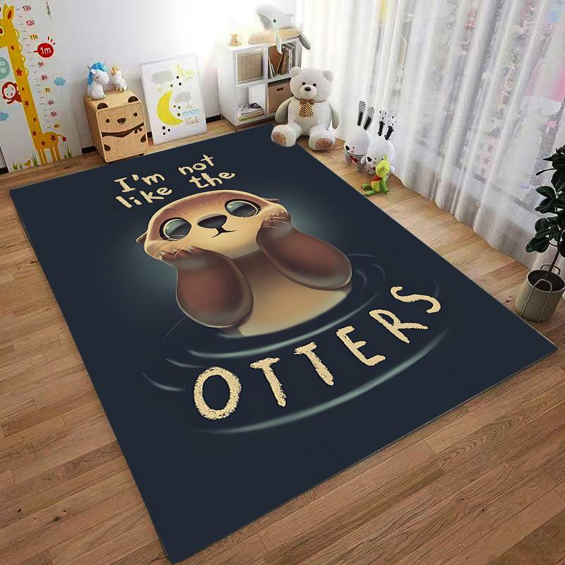 Cute Otter Cartoon Carpet with "I'm Not Like the Otters" Design Suitable for Use As an Anti-slip for Living Room Bedroom Sofas