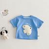 Kids Cartoon Patch T Shirt 3D Elephant Print Summer Short Sleeve Top Boys Girls Lightweight Base Shirt