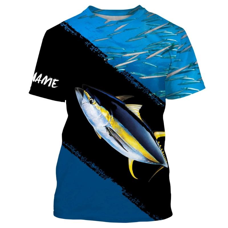 Tuna fishing Saltwater Fish ocean blue Customize name 3D Printed Mens t shirt Cool Summer style Unisex Casual T-shirt TX271