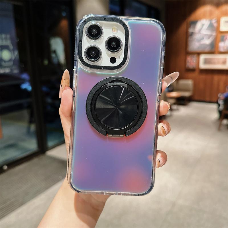 Color Changing Acrylic 360 Rotating Magnetic Stand Tpu Anti-fall Bumper Case for Iphone 15 14 13pro 11 12 14pro 15pro Max Clear Cover