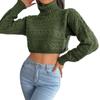 Casual Twist Long-sleeved Turtleneck Cropped Knitted Sweater