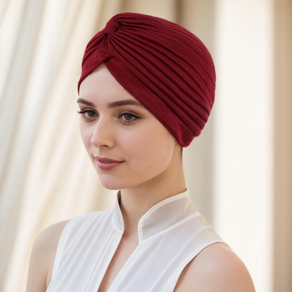 European & American Pleated Hijab and Watermelon Turban