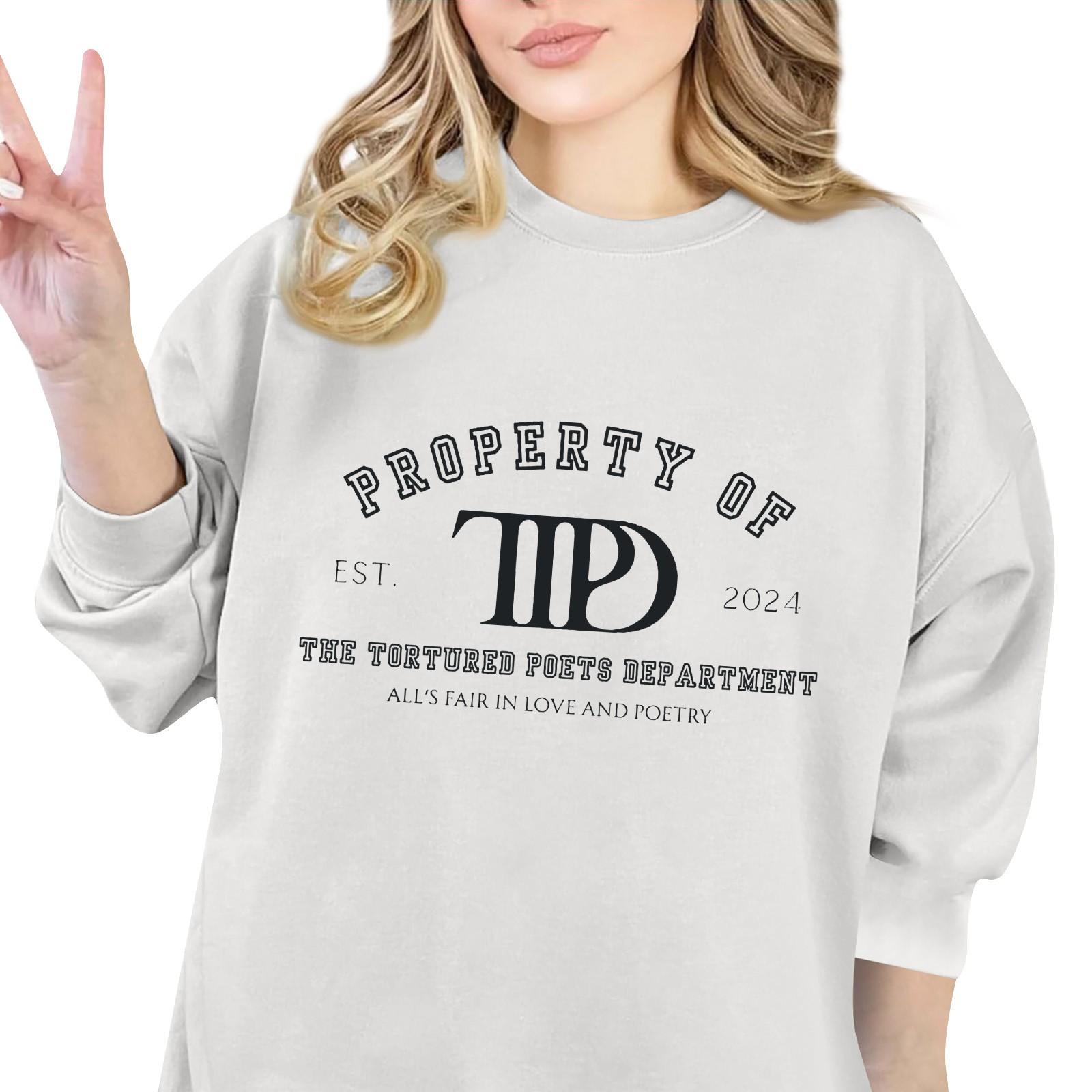 

Женская модная повседневная толстовка с круглым вырезом и длинными рукавами с принтом букв M белый