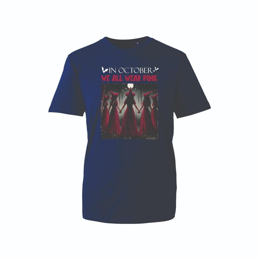 In October We All Wear Pink Witchs Halloween Graphic TShirt Unisex Tee Top S