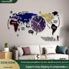 Creative World Map Wall Clock with Lamp & Perpetual Calendar for Living Room Decor