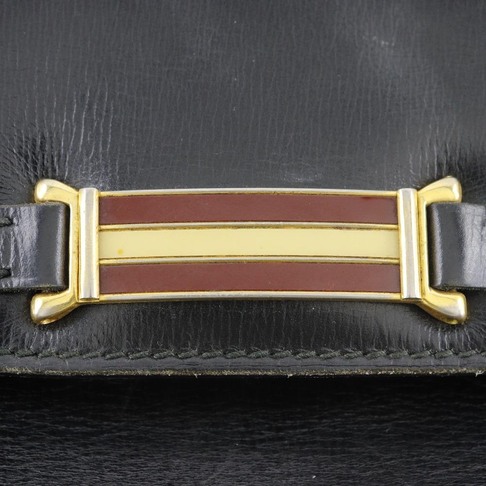 GUCCI Old Gucci Shoulder Bag Sherry line 2-way clutch black Calfskin Women Used