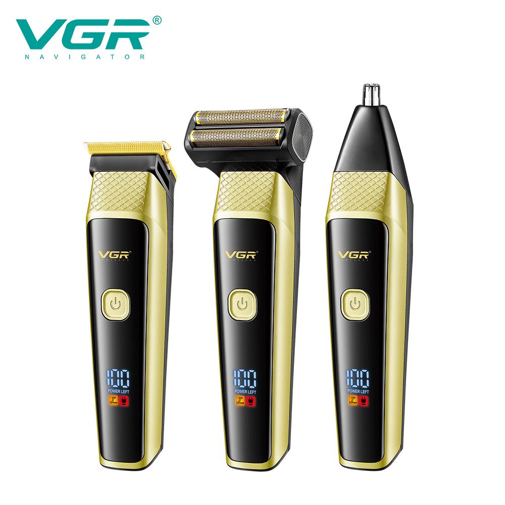 VGR V-366 3-in-1 Hair Trimming Set Electric Hair Clipper Nose Hair Trimmer Men's Shaver Cleaning and Hair Removal Machine Waterproof and Long-lasting
