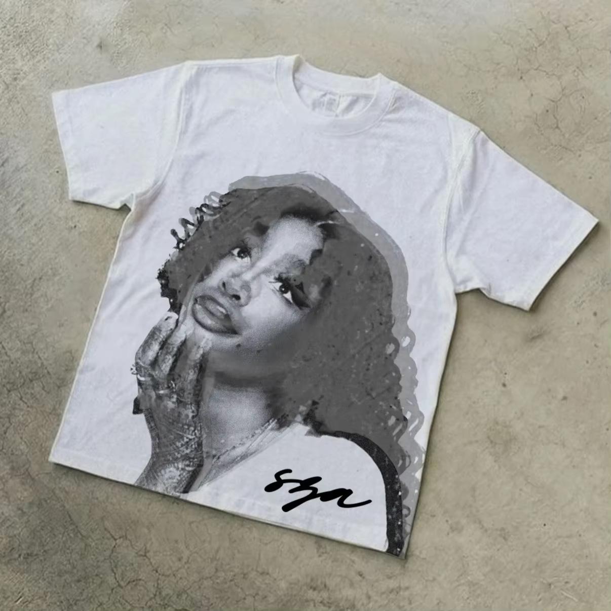 

Vintage Sza Graphic Print Cotton Casual Tshirt Unisex Y2K Summer Short Sleeves Oversize Y2K Tshirt Streetwear Women Tee Tops M