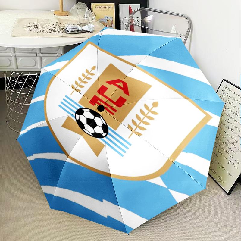 1PC Uruguay National Football Printed Umbrella Folding Umbrella, Automatic Umbrella 8-Frame for Travel, Camping Fan Gifts Christmas Gifts
