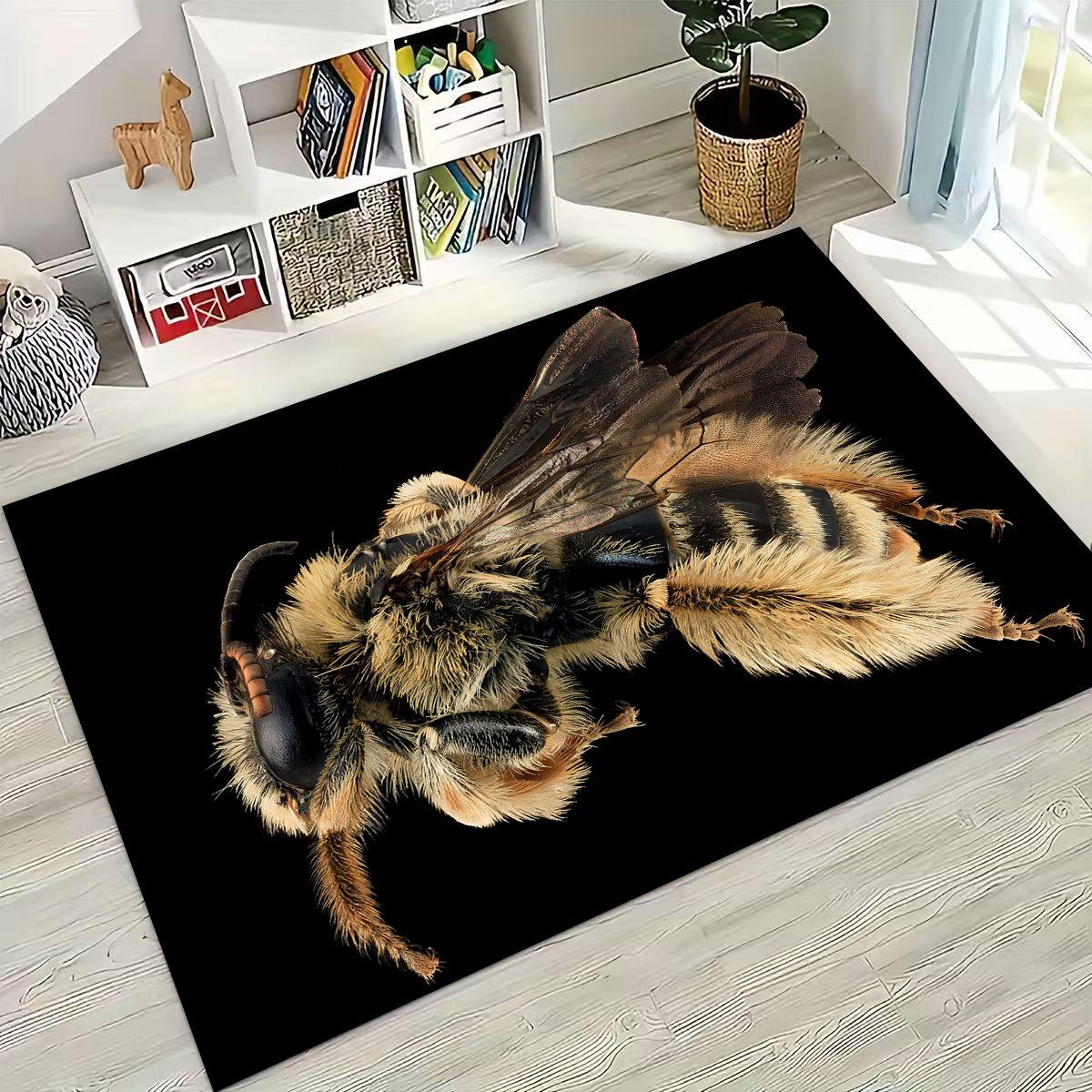 

Cute Cartoon Bee HoneyBee Insect Art Rug for Bedroom Living Room Sofa Home Doormat Decor,Large Kids Play Non-slip Floor Mat 40x60cm( 15x23in )