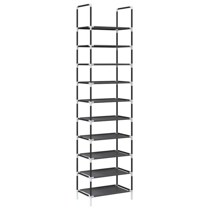 Étagère à chaussures - VIDAXL - 10 niveaux - Noir - Tissu non tissé - 44x28x180 cm