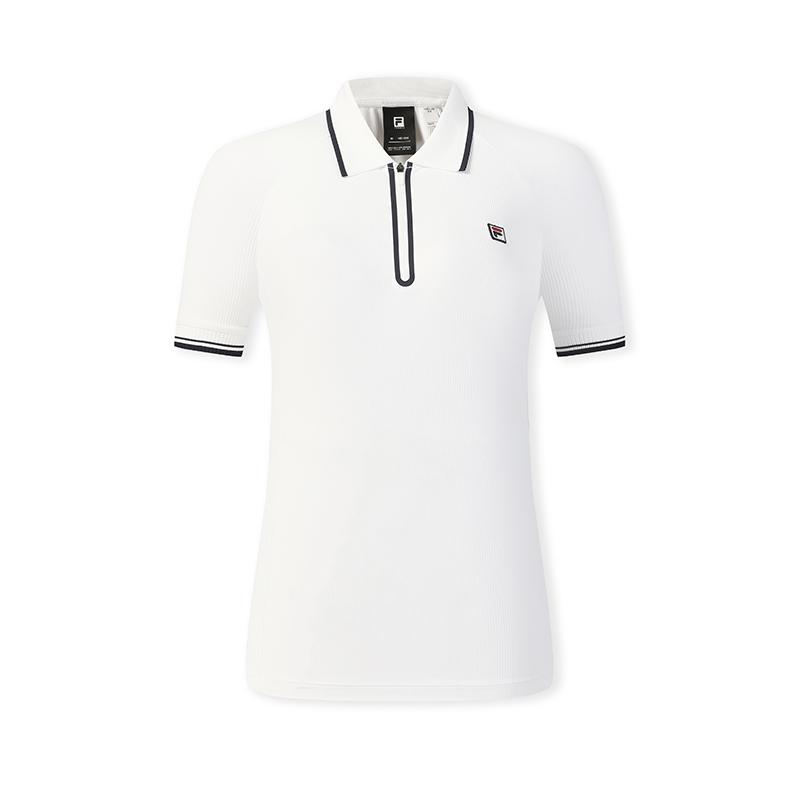 FILA Tennis Fashion Minimalist Classic Versatile Casual Sports Comfortable Short Sleeve Knitted Polo Shirt Women tops Jade-White A11W613109FWT