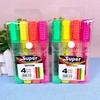 4-Color Fluorescent Flat Head Marker Set for Students