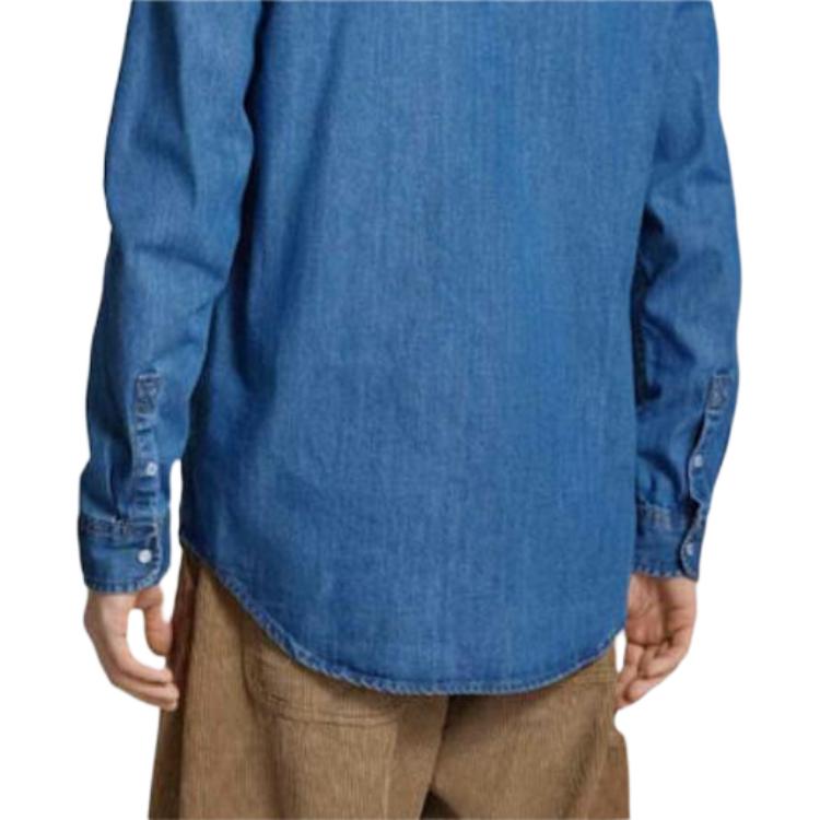 Tommy Hilfiger Logo Embroidered Long Sleeve Button-Up Shirt Men shirts Blue DM0DM21102-1A5