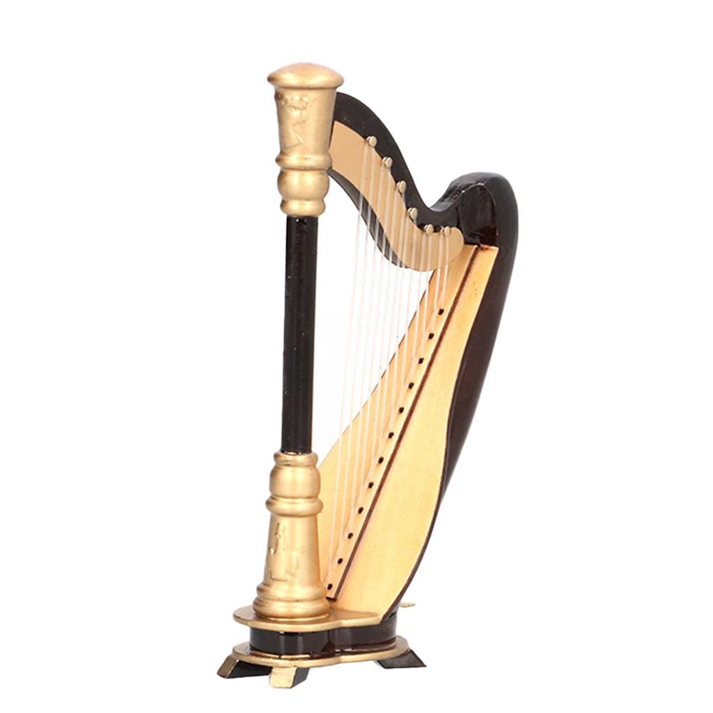 Mini Harp Model Musical Instrument Replica Home Office Table Decoration Ornament MG‑253