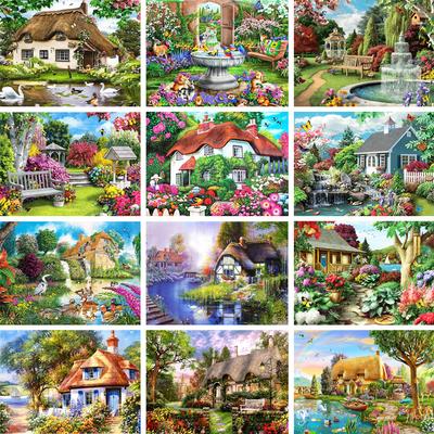 5D DIY Diamond Painting House Landscape Cross Stitch Kit Full Diamond Embroidery Landscape Mosaic Picture Rhinestone Decoration