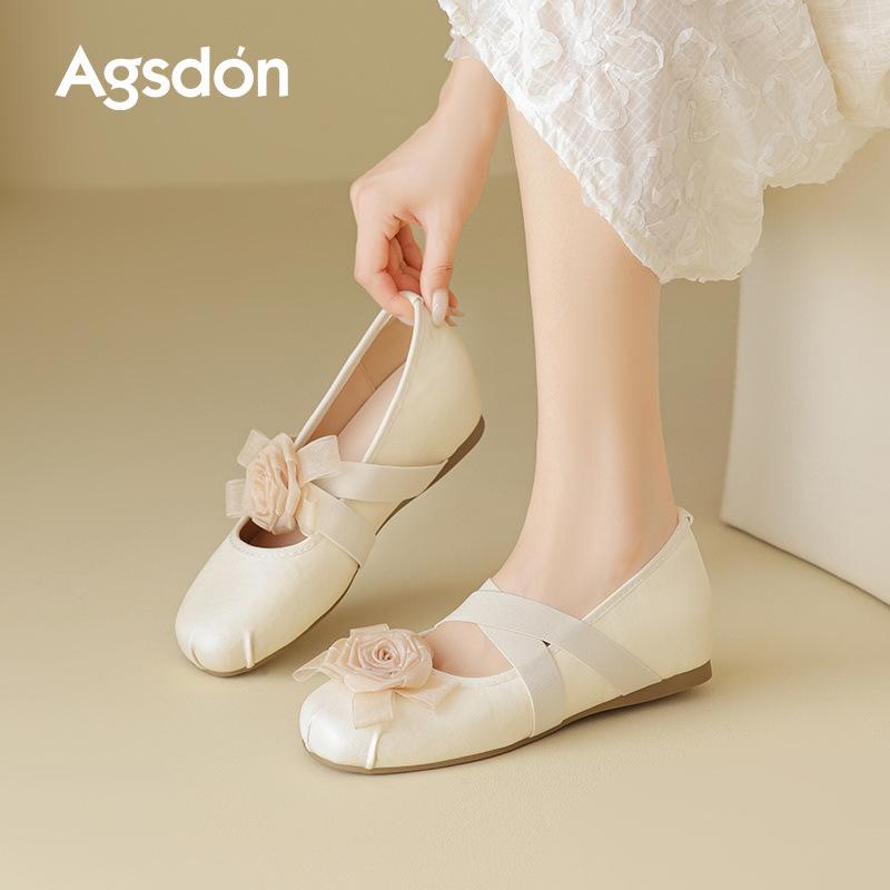 Augustine Single Shoes Women's 2025 New Summer Wear Flat Mary Jane Women's Shoes with Skirts Camellia Sandals