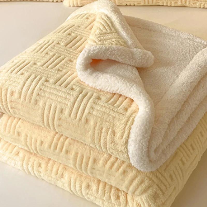 Winter Blanket Coral Fleece Blankets Office Shawl Nap Blanket Air Conditioning Duvet Bedding Warm Sheets 200*230cm