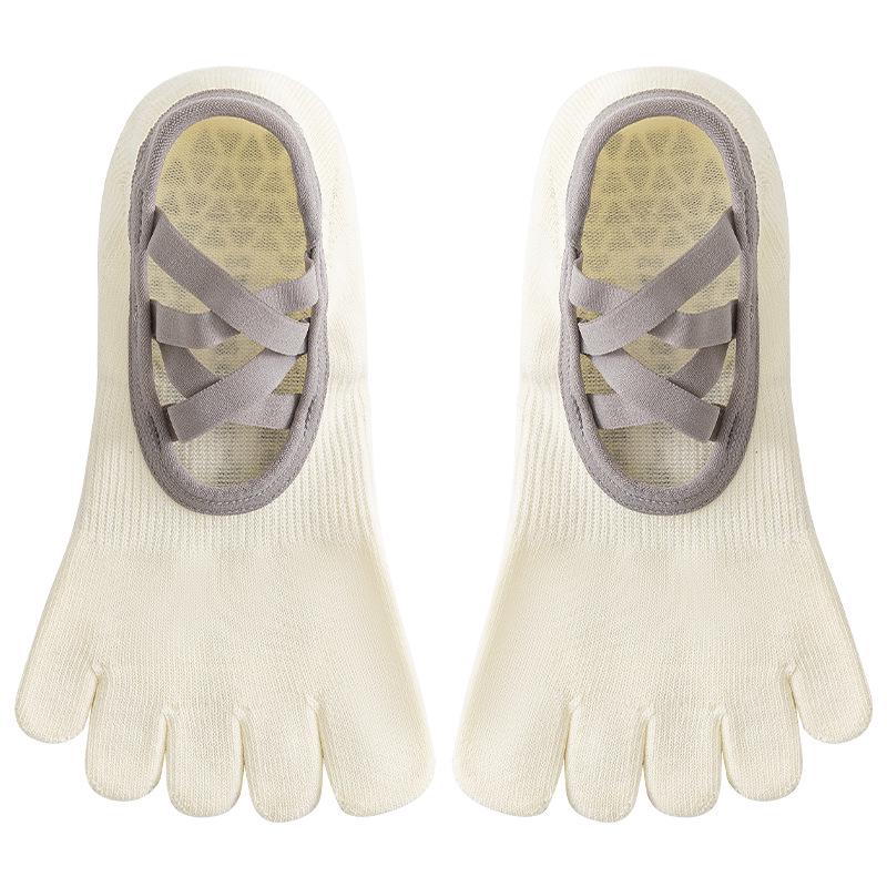 Women's Non-Slip Gel Dot Five-Toe Yoga & Pilates Socks - Sweat-Absorbent Cotton