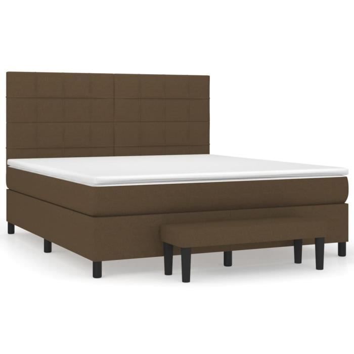 3136616 vidaXL Lit à sommier tapissier avec matelas Marron foncé 180x200 cm