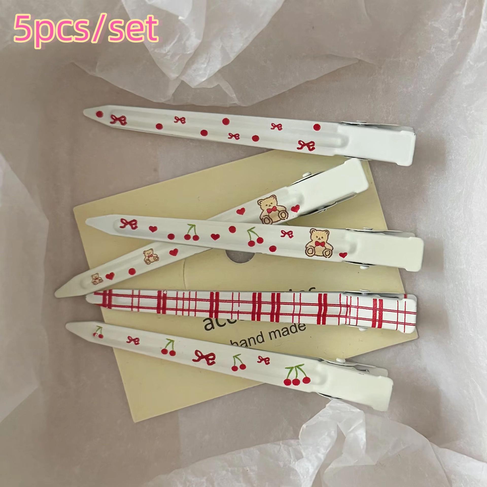 

4/5 шт. Принтованная заколка для волос «Китти», позиционирующий зажим, мультяшный зажим «утиный нос», модные и универсальные декоративные заколки для челки