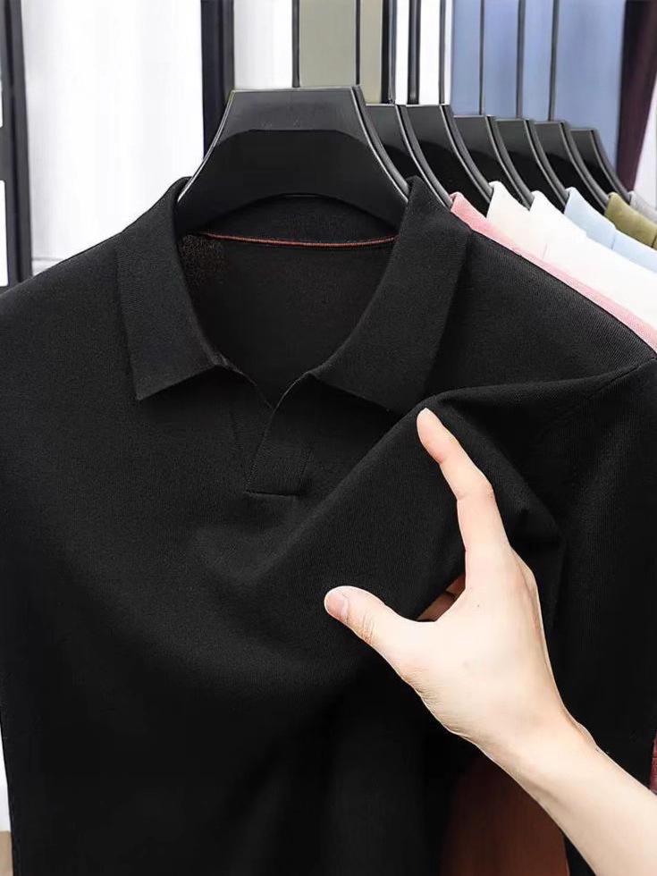 Herren Langarm Polo-Pullover mit Umlegekragen