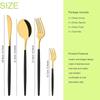 16Pcs Black Gold Mirror Cutlery Set Stainless Steel Tableware Knife Cake Fork Spoon Dinnerware Set Kitchen Flatware Silverware