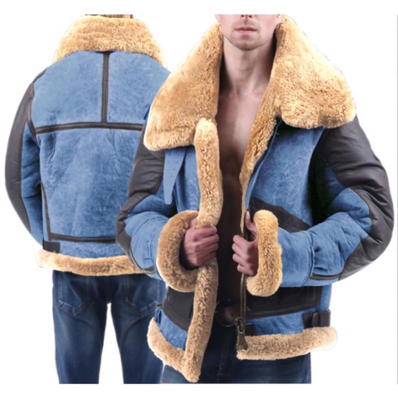 Autumn and Winter Men's Jacket Fur One-piece Thickened Coat Imitation Leather Men's Coat