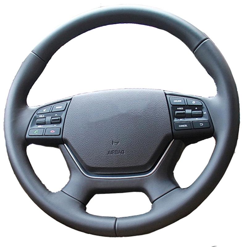 Coprivolante Originale Personalizzato Fai da Te Per Hyundai Genesis 2015 2016 Intreccio in Pelle Nera Per Volante