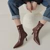 2025 New Autumn Winter Pointed Toe Women Ankle Boots Zipper Shoes Thin High Heel Women's Morder Short Booties D214